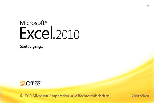 Der Startvorgang von Excel 2010