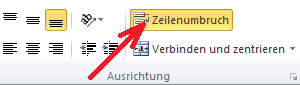 Excel 2010 - Zeilenumbruch