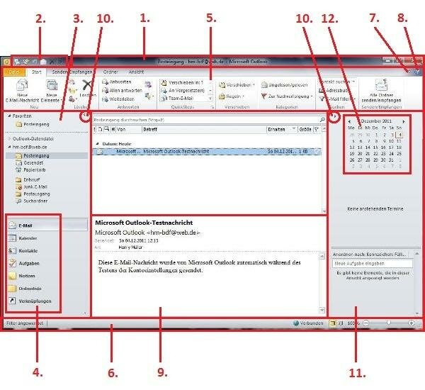 Abbildung: Benutzeroberfläche Outlook 2010