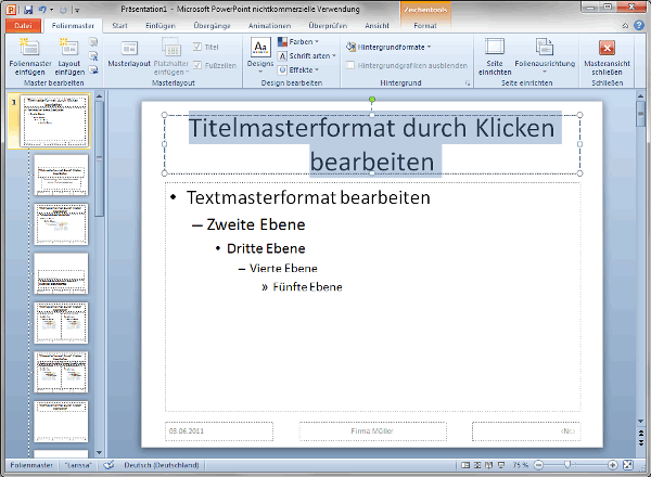 Abbildung - PowerPoint 2010, Folienmaster Schrift formatieren