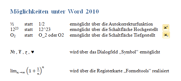 Word 2010 - Darstellungsbeispiele