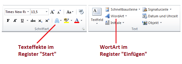 Word 2010 - Texteffekte und WordArt starten